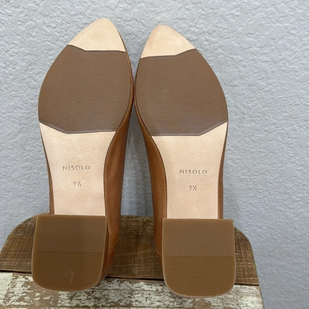 Nisolo Fiorela Go To Leather Mid Heel Caramel Size 9.5